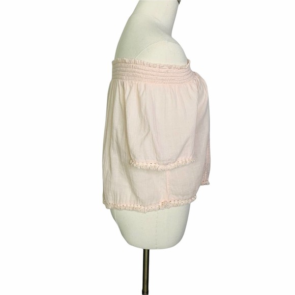 Aerie Off the Shoulder Crop Blouse XS Blush Pink 2653 - Picture 4 of 9